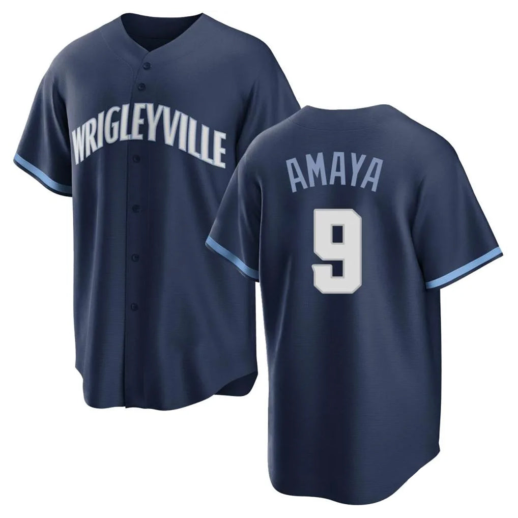 Arlishia C.Cubs #9 Miguel Amaya Player Navy City Connect Home Game Stitched Jerseys