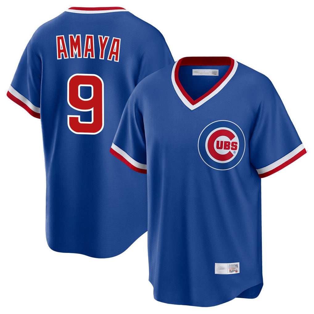 Arlishia C.Cubs #9 Miguel Amaya Player Royal T-shirt Cooperstown Collection Limited Stitched Jerseys