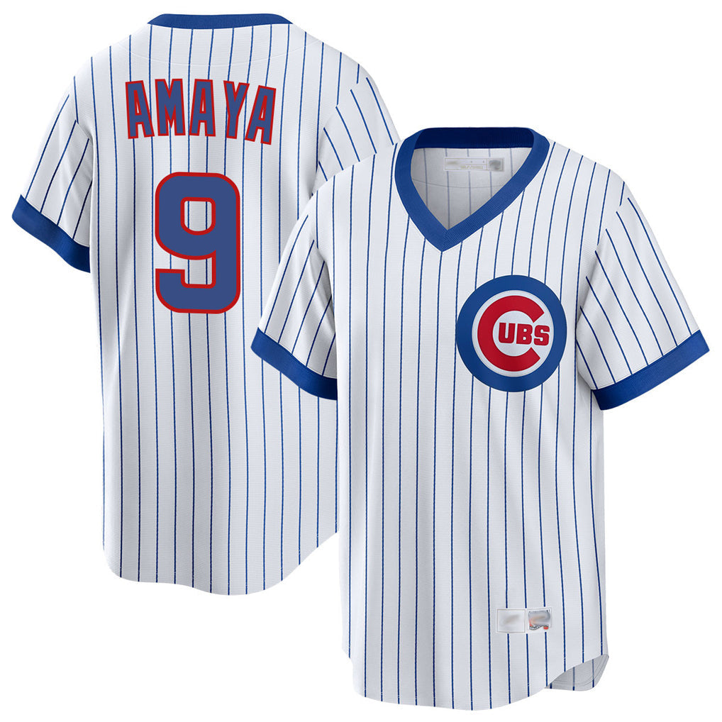 Arlishia C.Cubs #9 Miguel Amaya Player White T-shirt Cooperstown Collection Limited Stitched Jerseys