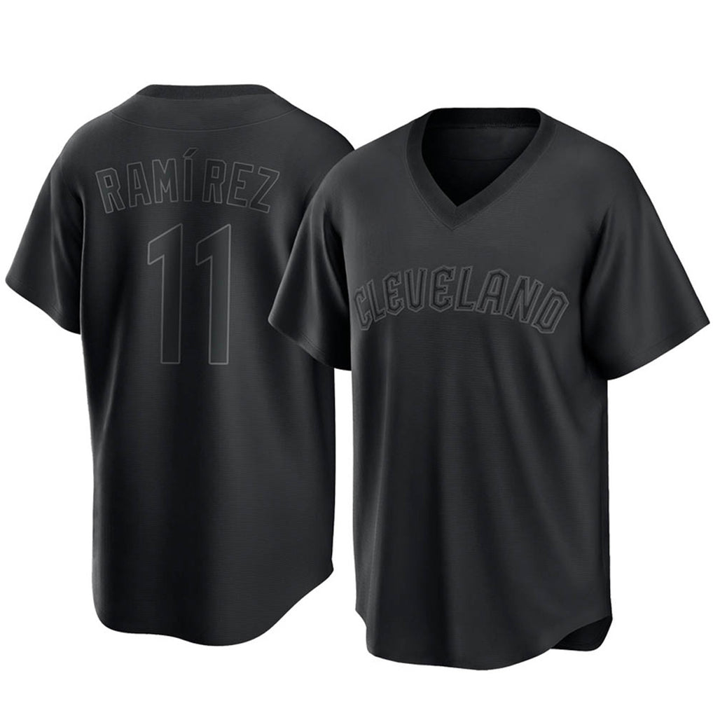 Arlishia C.Guardians #11 Jose Ramirez Player Black T-shirt Home Game Stitched Jerseys