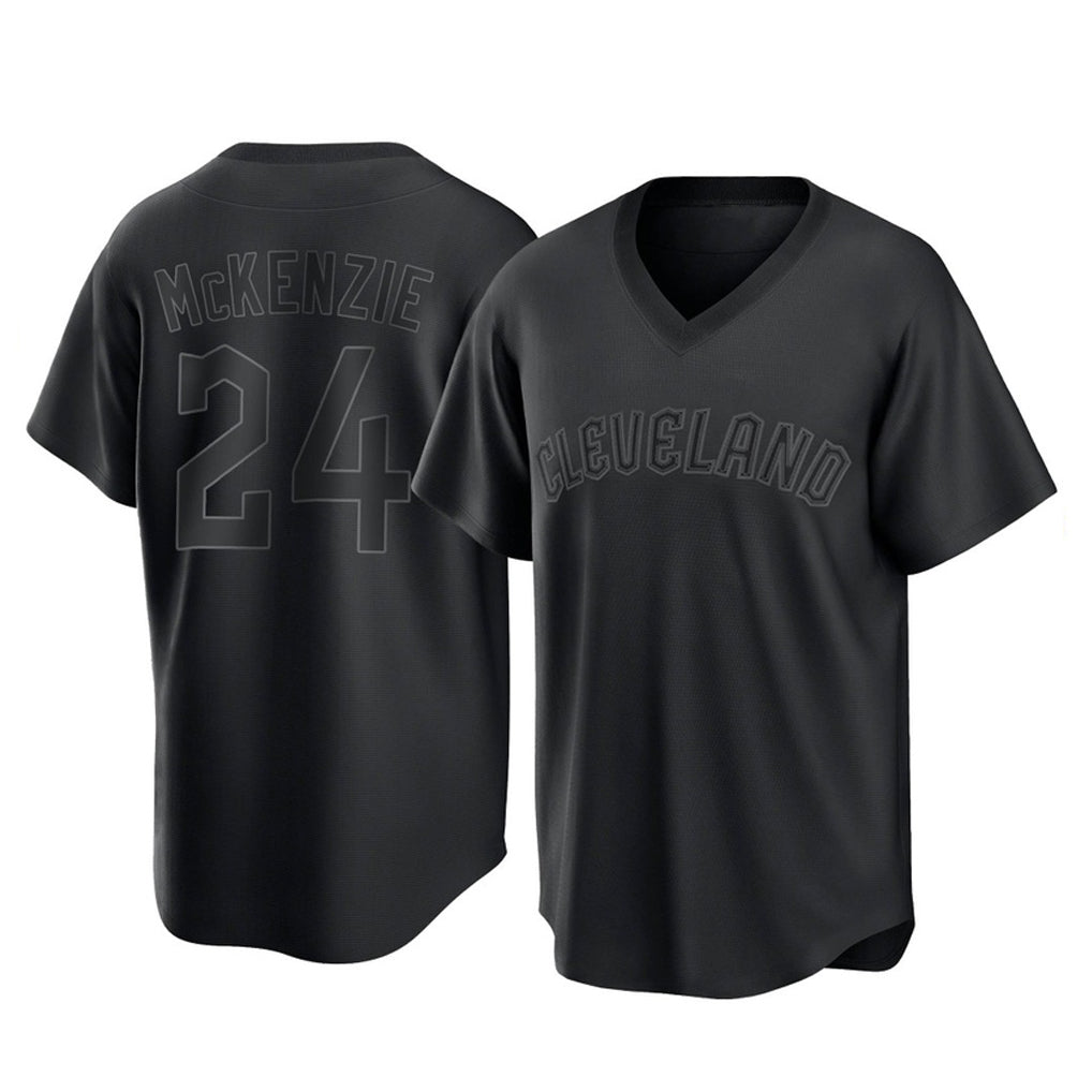 Arlishia C.Guardians #24 Triston McKenzie Player Black T-shirt Home Game Stitched Jerseys