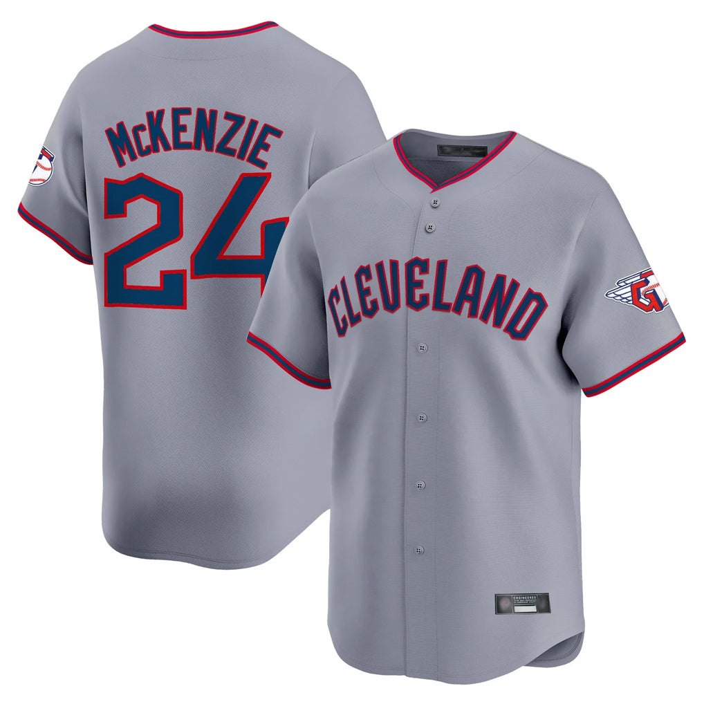 Arlishia C.Guardians #24 Triston McKenzie Player Gray Road Limited Home Game Stitched Jerseys
