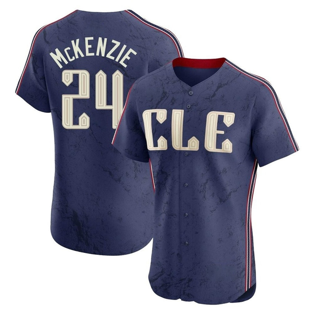 Arlishia C.Guardians #24 Triston McKenzie Player Navy City Connect Limited Elite Home Stitched Jerseys