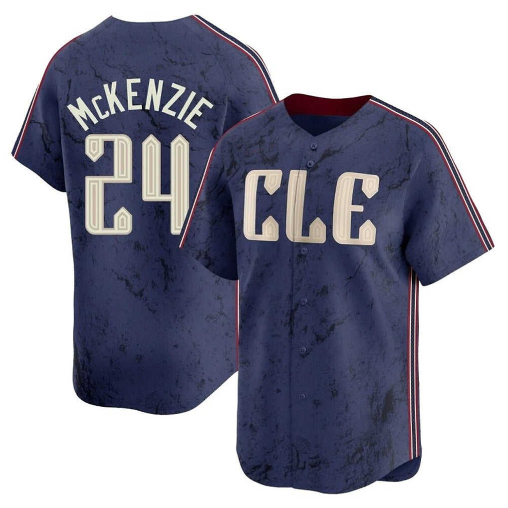 Arlishia C.Guardians #24 Triston McKenzie Player Navy City Connect Limited Home Stitched Jerseys