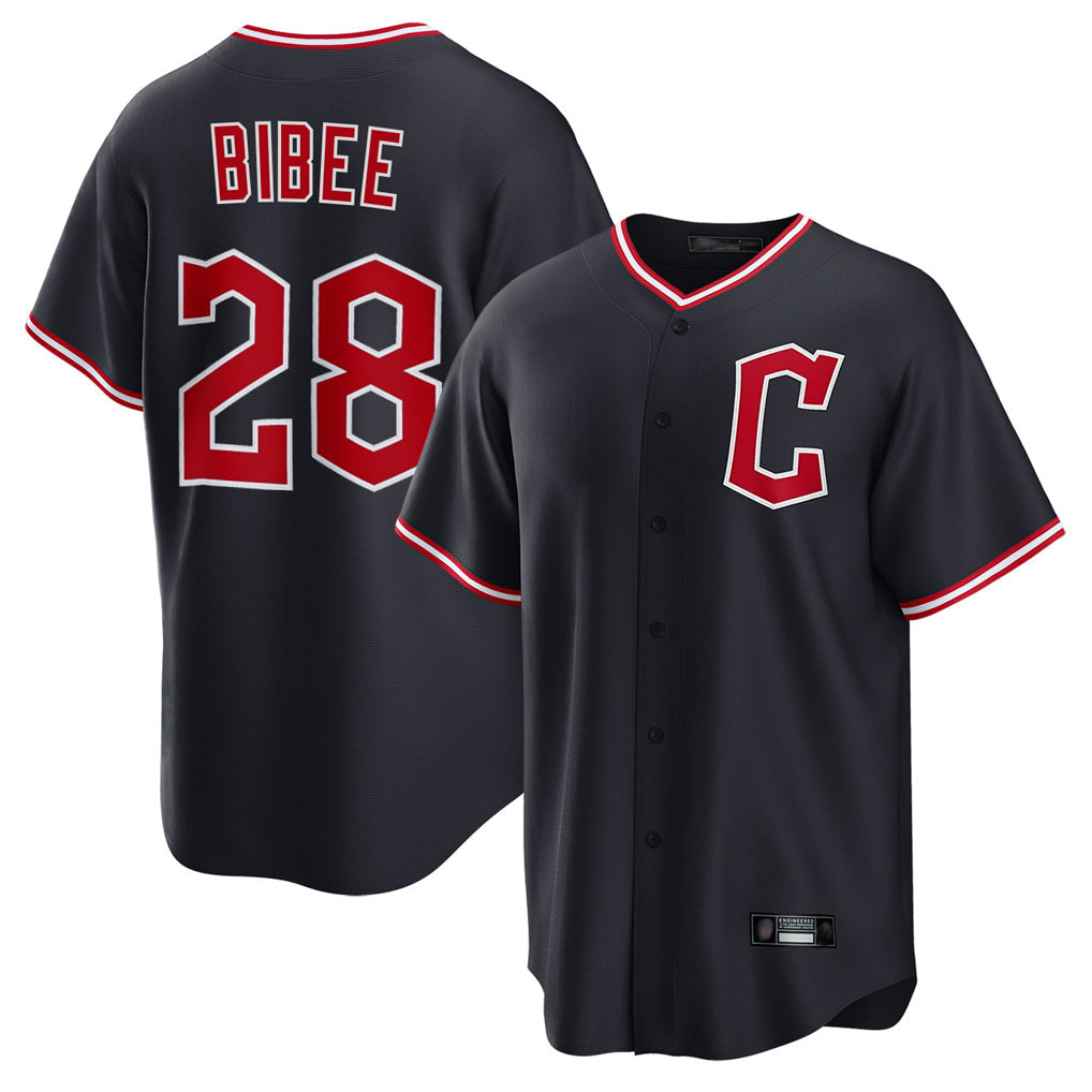 Arlishia C.Guardians #28 Tanner Bibee Player Navy Home Game Stitched Jerseys