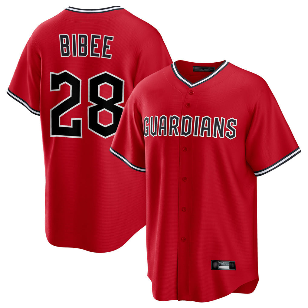 Arlishia C.Guardians #28 Tanner Bibee Player Red Home Game Stitched Jerseys