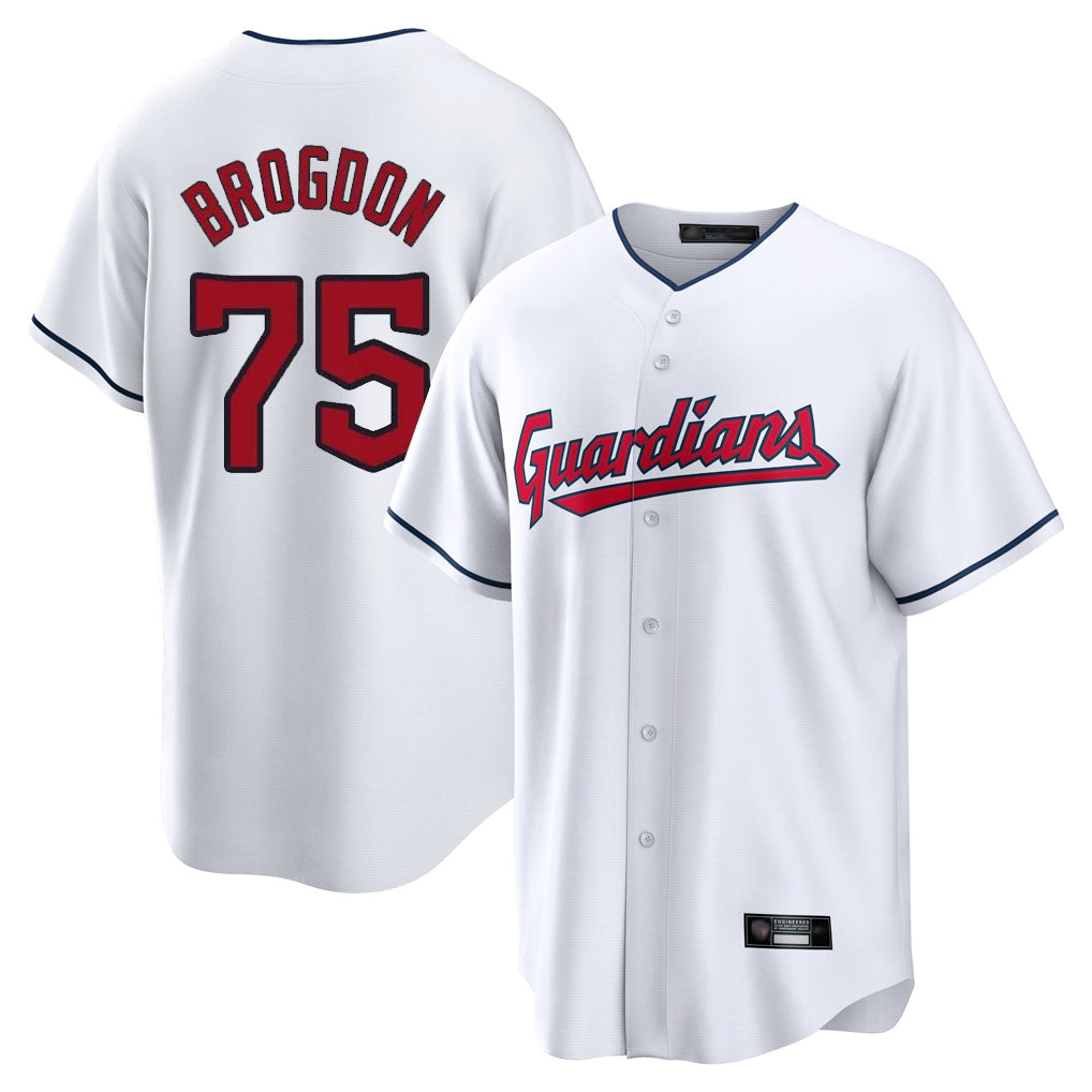 Arlishia C.Guardians #75 Connor Brogdon Player White Home Game Stitched Jerseys