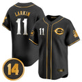 Arlishia C.Reds #11 Barry Larkin Player Black-Gold Vapor Premier Limited Home Stitched Jerseys
