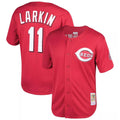Arlishia C.Reds #11 Barry Larkin Player Mitchell & Ness Red Throwback Cooperstown Mesh Game Stitched Jerseys