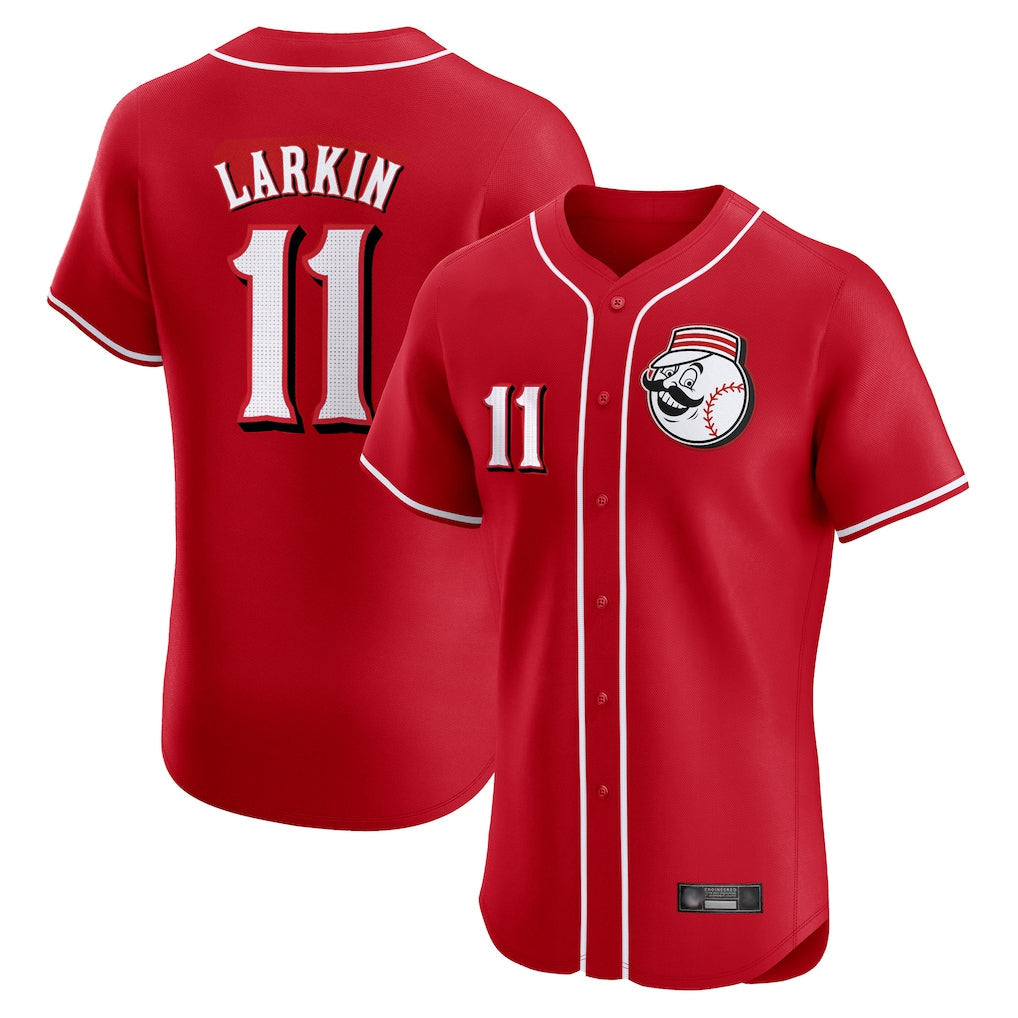 Arlishia C.Reds #11 Barry Larkin Player Red Limited Elite Home Game Stitched Jerseys