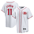 Arlishia C.Reds #11 Barry Larkin Player White Game Home Stitched Jerseys