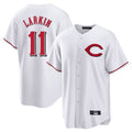 Arlishia C.Reds #11 Barry Larkin Player White Home Game Stitched Jerseys