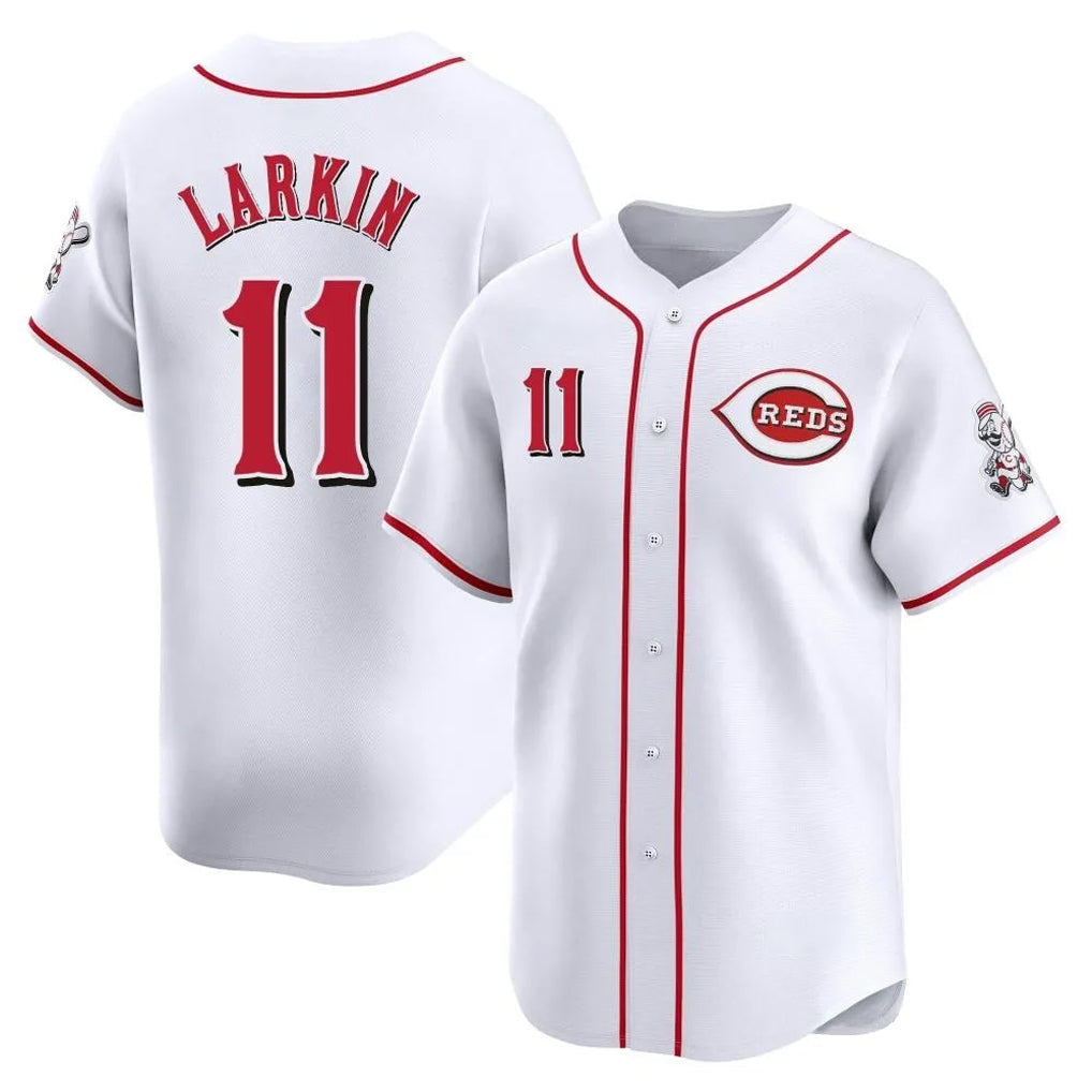 Arlishia C.Reds #11 Barry Larkin Player White Home Limited Stitched Jerseys