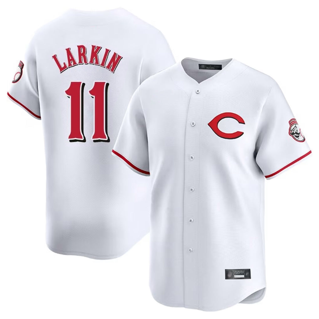 Arlishia C.Reds #11 Barry Larkin Player White Limited Home Stitched Jerseys