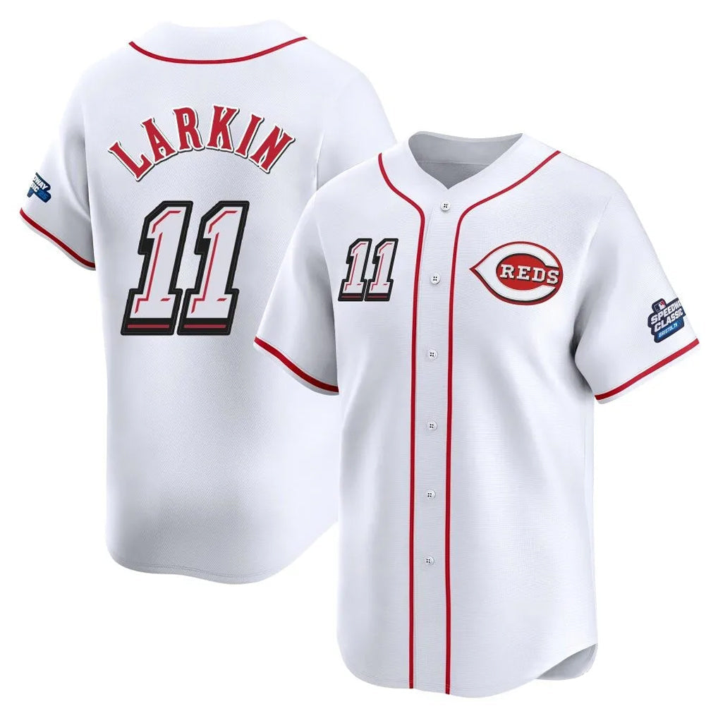 Arlishia C.Reds #11 Barry Larkin Player White Speedway Classic Home Limited Stitched Jerseys