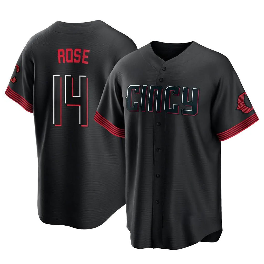 Arlishia C.Reds #14 Pete Rose Player Black City Connect Home Game Stitched Jerseys