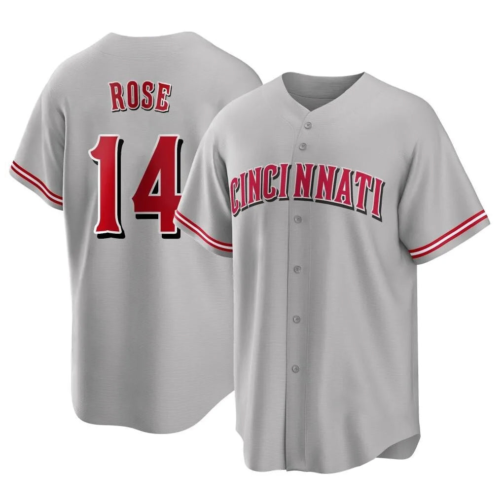Arlishia C.Reds #14 Pete Rose Player Gray Home Game Stitched Jerseys