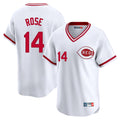 Arlishia C.Reds #14 Pete Rose Player White Cooperstown Collection Limited T-shirt Home Stitched Jerseys