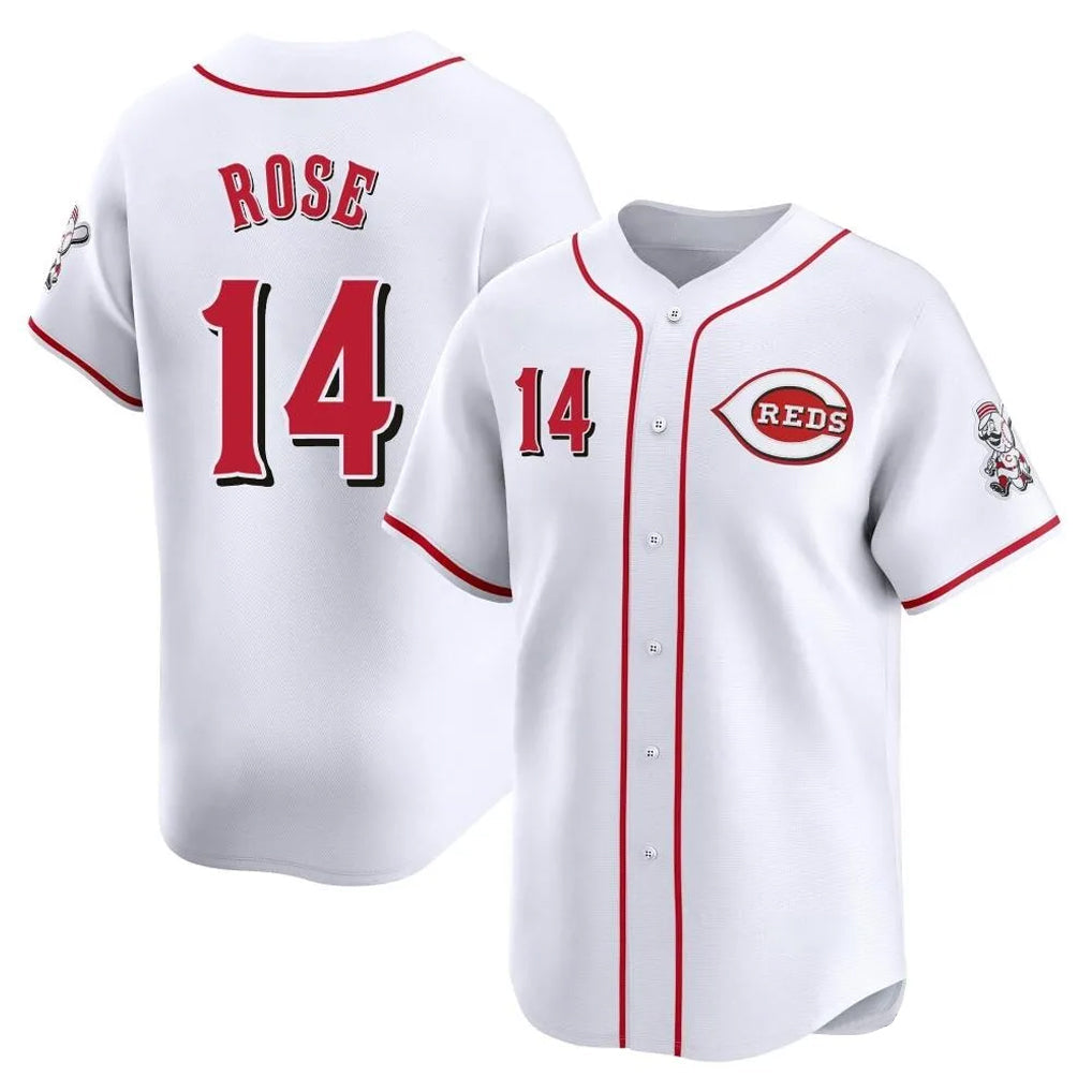 Arlishia C.Reds #14 Pete Rose Player White Home Limited Stitched Jerseys