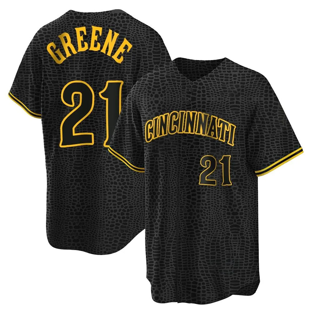 Arlishia C.Reds #21 Hunter Greene Player Black Snake Skin City Home Stitched Jerseys