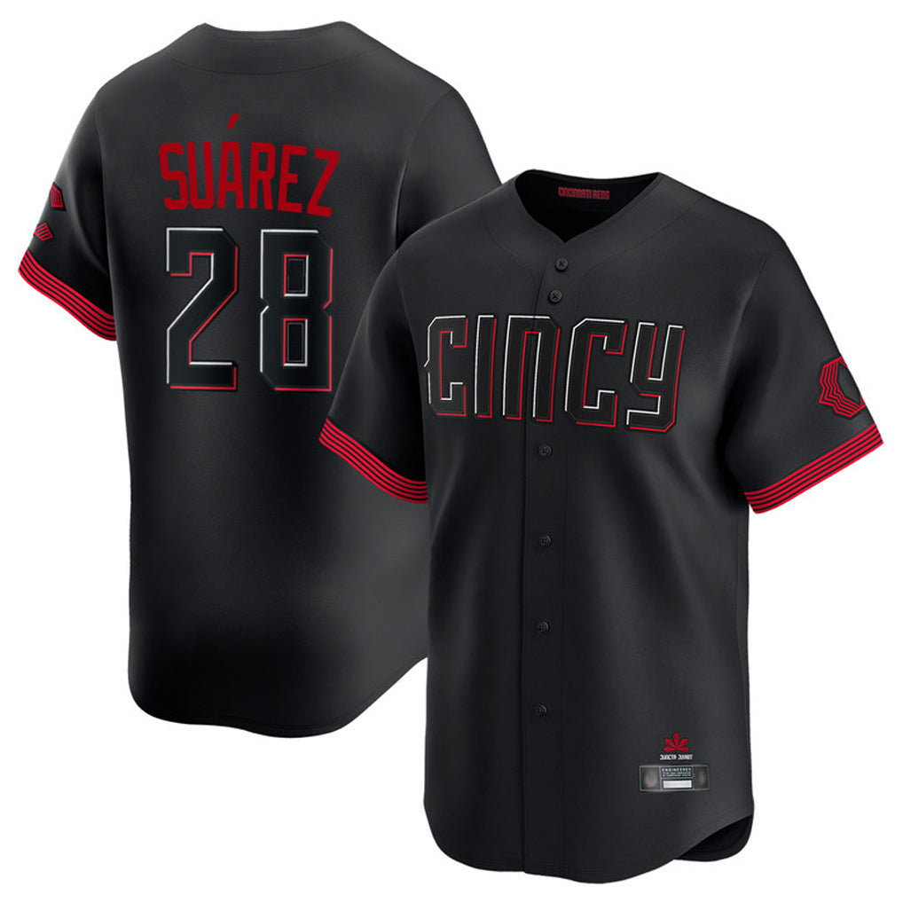 Arlishia C.Reds #28 Eugenio Su¨¢rez Player Black City Connect Home Limited Stitched Jerseys