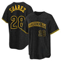 Arlishia C.Reds #28 Eugenio Su¨¢rez Player Black Snake Skin City Home Stitched Jerseys