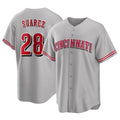 Arlishia C.Reds #28 Eugenio Su¨¢rez Player Gray Home Game Stitched Jerseys