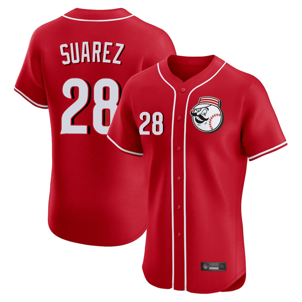 Arlishia C.Reds #28 Eugenio Su¨¢rez Player Red Limited Elite Home Game Stitched Jerseys