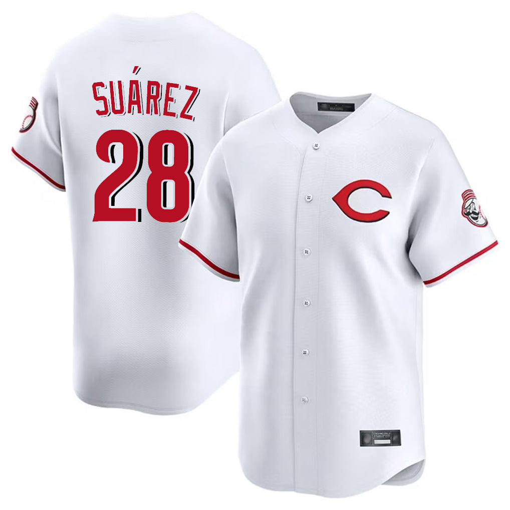 Arlishia C.Reds #28 Eugenio Su¨¢rez Player White Limited Home Stitched Jerseys
