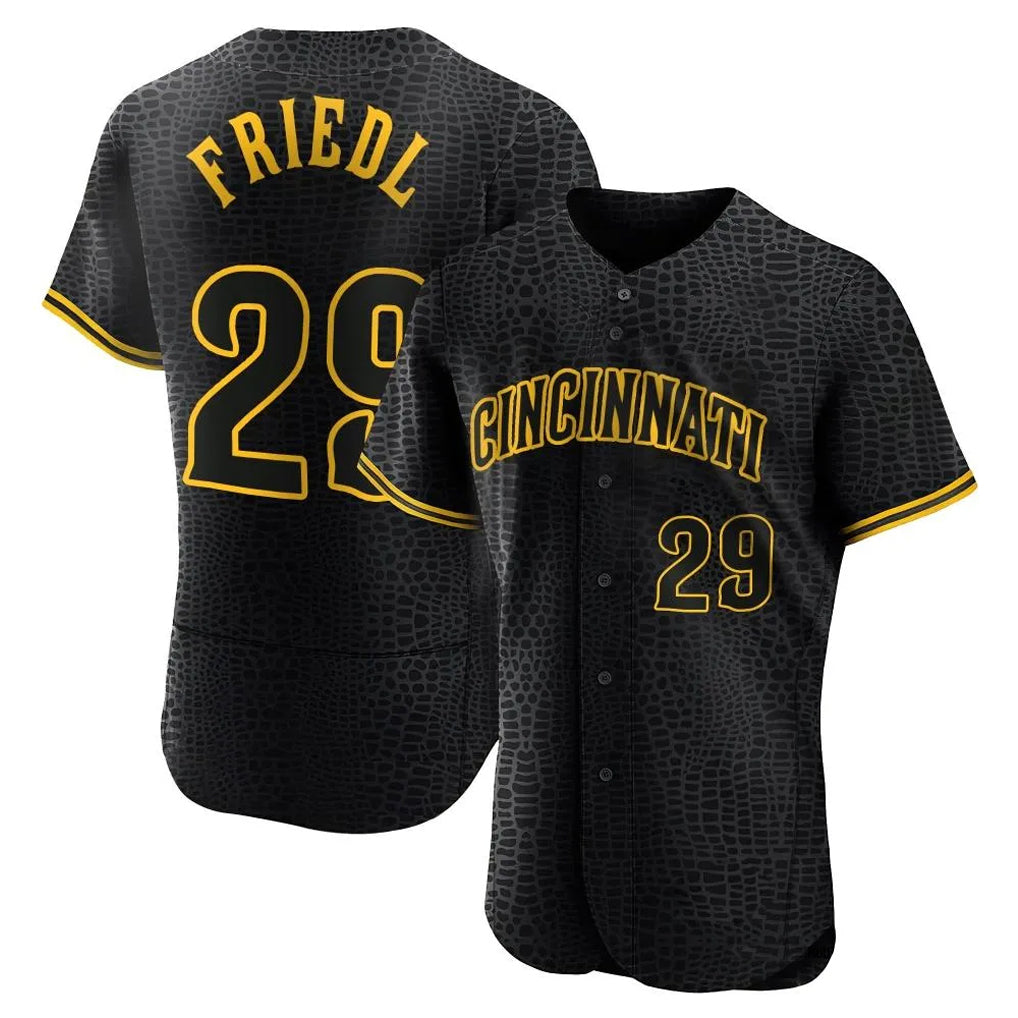 Arlishia C.Reds #29 TJ Friedl Player Black Snake Skin City Limited Elite Home Stitched Jerseys