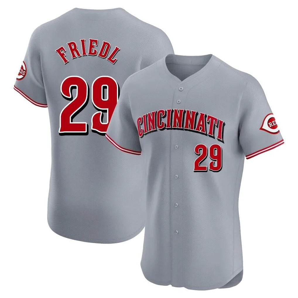 Arlishia C.Reds #29 TJ Friedl Player Gray Limited Elite Home Stitched Jerseys