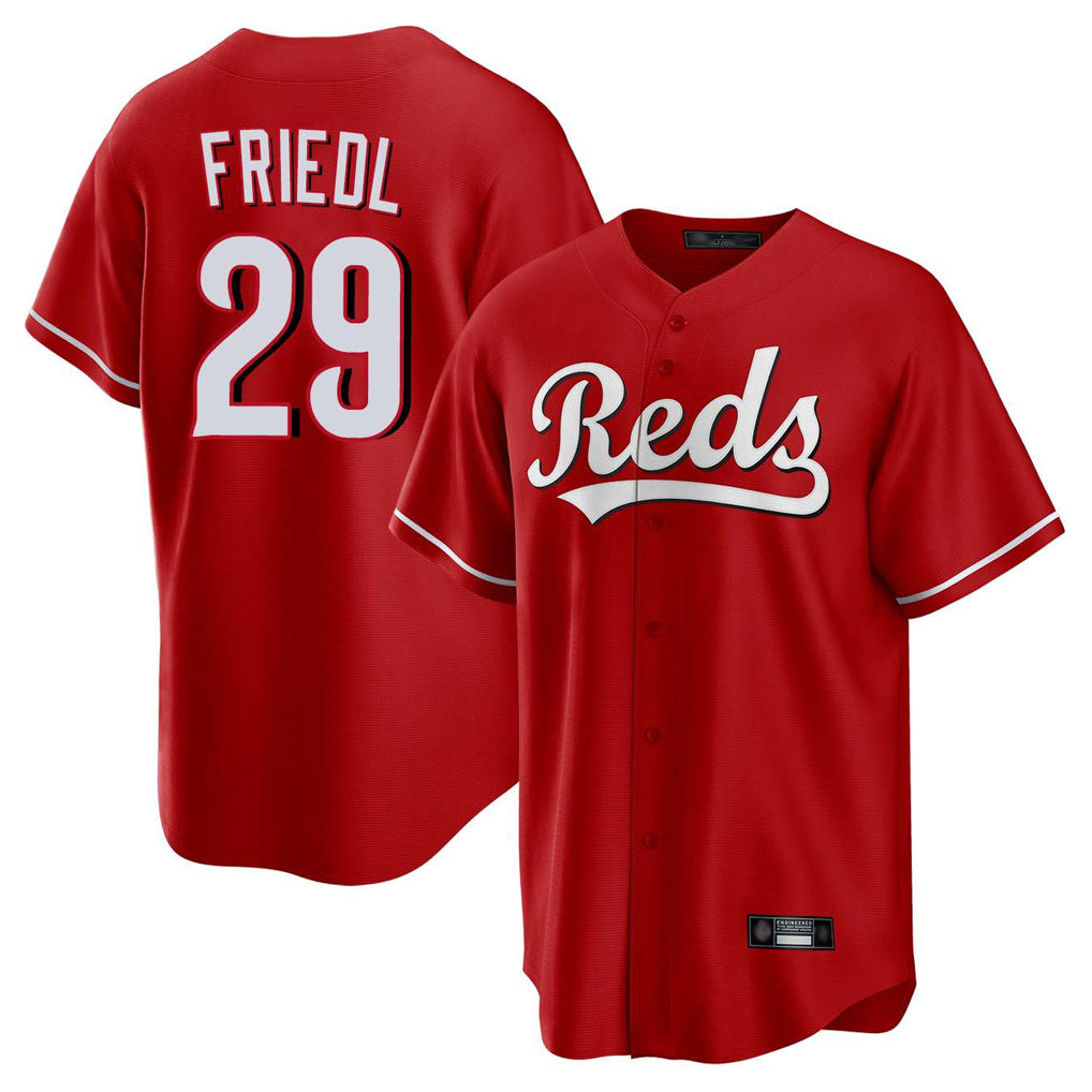 Arlishia C.Reds #29 TJ Friedl Player Red Home Game Stitched Jerseys