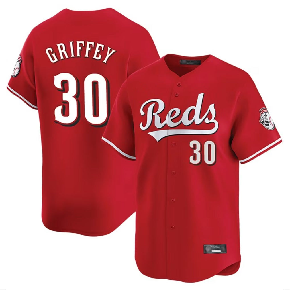 Arlishia C.Reds #30 Ken Griffey Player Red Home Limited Stitched Jerseys