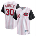 Arlishia C.Reds #30 Ken Griffey Player White Black Stripe Field of Dreams Game Home Stitched Jerseys