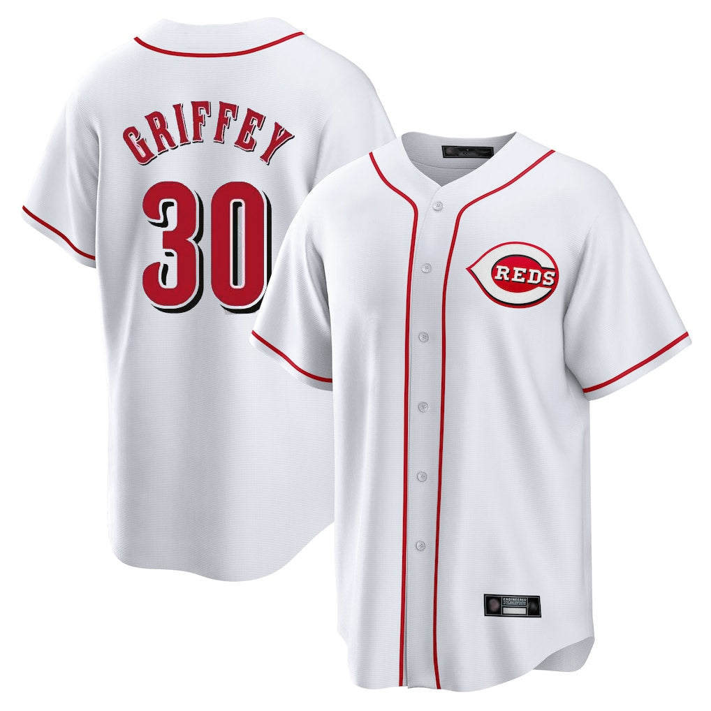 Arlishia C.Reds #30 Ken Griffey Player White Game Home Stitched Jerseys