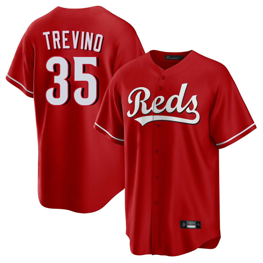 Arlishia C.Reds #35 Jose Trevino Player Red Home Game Stitched Jerseys