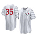 Arlishia C.Reds #35 Jose Trevino Player White Stripe Field of Dreams Game Home Stitched Jerseys