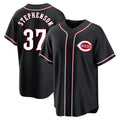 Arlishia C.Reds #37 Tyler Stephenson Player Black Fashion Out Home Game Stitched Jerseys
