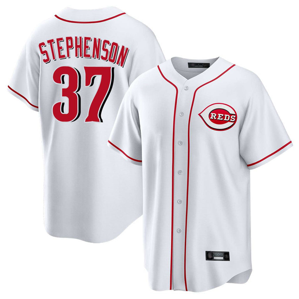 Arlishia C.Reds #37 Tyler Stephenson Player White Game Home Stitched Jerseys