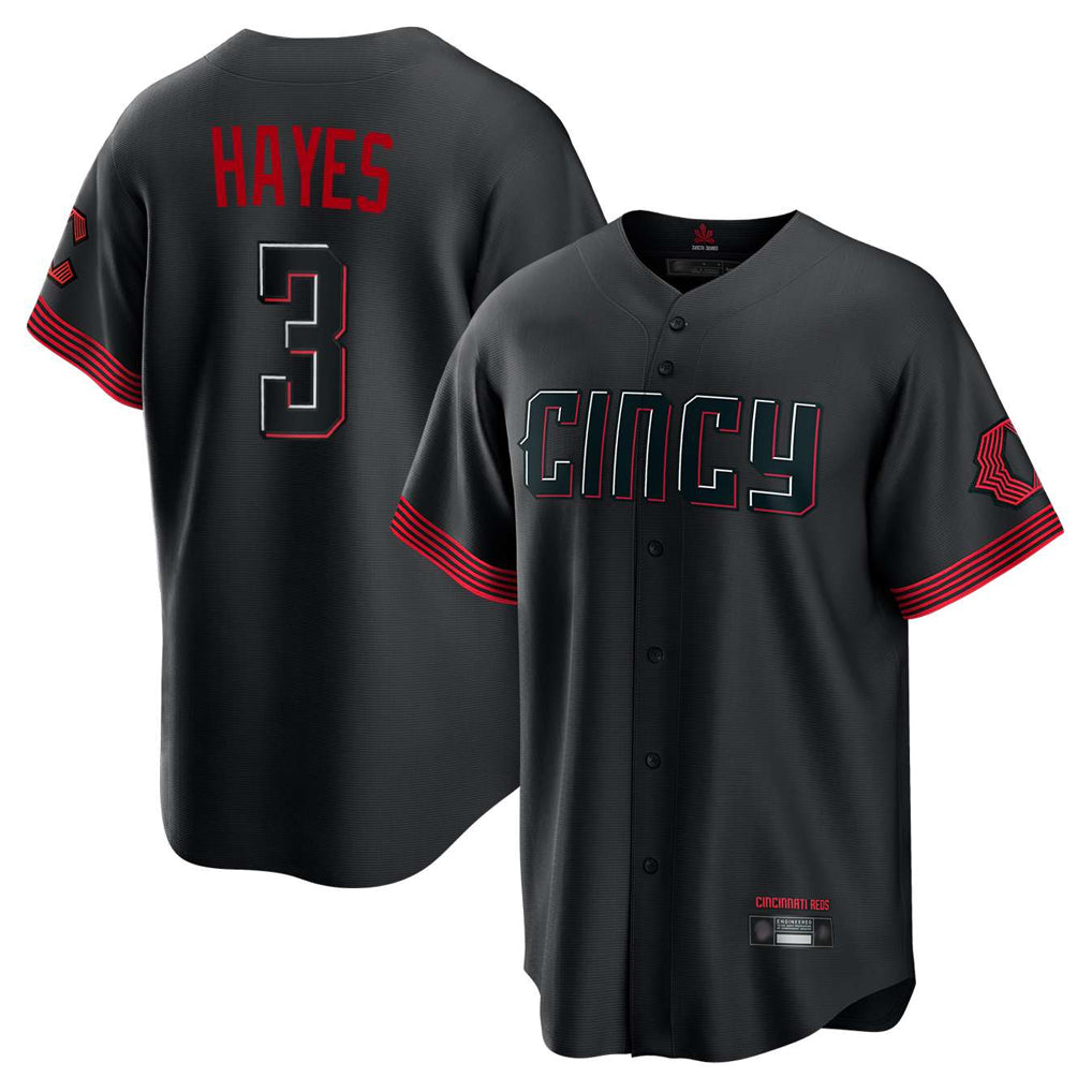 Arlishia C.Reds #3 Ke'Bryan Hayes Player Black City Connect Home Game Stitched Jerseys