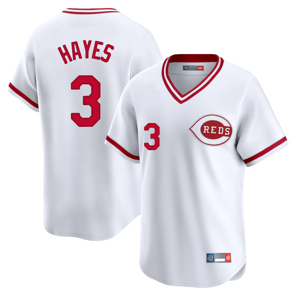 Arlishia C.Reds #3 Ke'Bryan Hayes Player White Cooperstown Collection Limited T-shirt Home Stitched Jerseys
