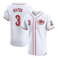 Arlishia C.Reds #3 Ke'Bryan Hayes Player White Limited Elite Home Stitched Jerseys