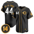 Arlishia C.Reds #44 Elly De La Cruz Player Black-Gold Vapor Premier Limited Home Stitched Jerseys
