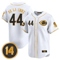 Arlishia C.Reds #44 Elly De La Cruz Player White-Gold Vapor Premier Limited Home Stitched Jerseys