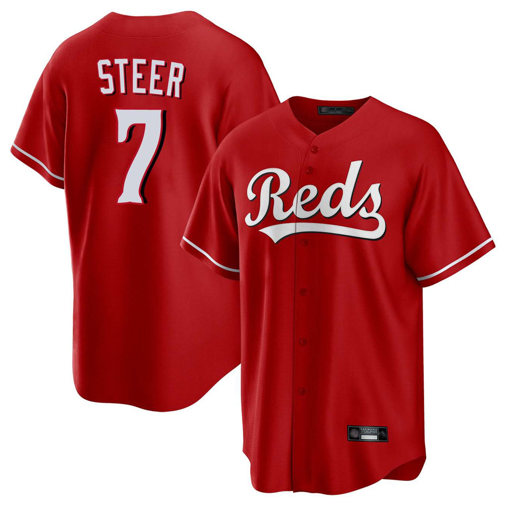 Arlishia C.Reds #7 Spencer Steer Player Red Home Game Stitched Jerseys