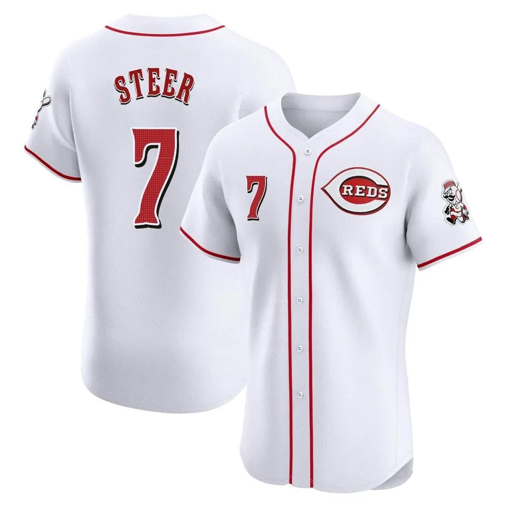 Arlishia C.Reds #7 Spencer Steer Player White Limited Elite Home Stitched Jerseys