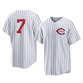 Arlishia C.Reds #7 Spencer Steer Player White Stripe Field of Dreams Game Home Stitched Jerseys