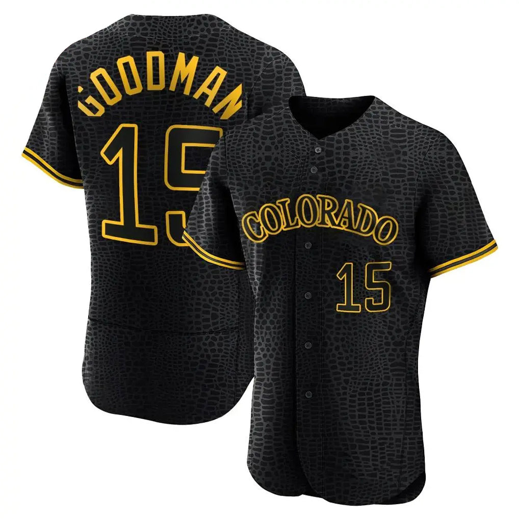 Arlishia C.Rockies #15 Hunter Goodman Player Black Snake Skin City Limited Elite Home Stitched Jerseys
