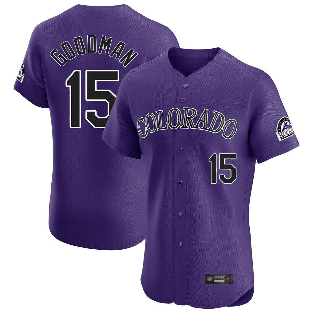 Arlishia C.Rockies #15 Hunter Goodman Player Purple Limited Elite Home Stitched Jerseys