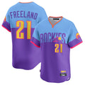 Arlishia C.Rockies #21 Kyle Freeland Player Purple-Light Blue City Connect Limited Home T-shirt Stitched Jerseys